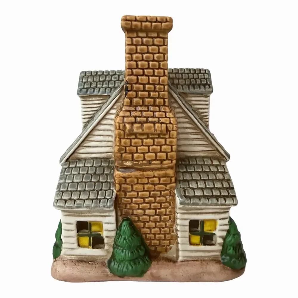 VTG 1986 LEFTON “KINGS COTTAGE” Colonial Village Hand Painted Porcelain Lighted